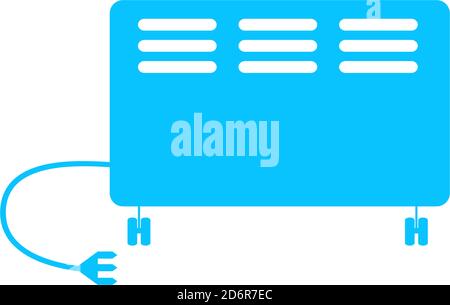 Icona del riscaldatore elettrico piatta. Pittogramma blu su sfondo bianco. Simbolo dell'illustrazione vettoriale Illustrazione Vettoriale