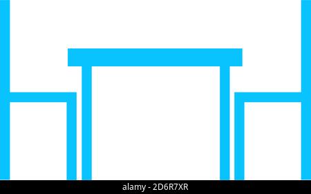 Tavolo con sedie icona piatta. Pittogramma blu su sfondo bianco. Simbolo dell'illustrazione vettoriale Illustrazione Vettoriale