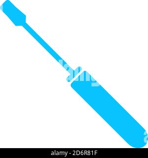 Icona del cacciavite piatta. Pittogramma blu su sfondo bianco. Simbolo dell'illustrazione vettoriale Illustrazione Vettoriale