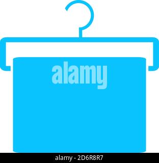 Appendiabiti con icona asciugamano piatta. Pittogramma blu su sfondo bianco. Simbolo dell'illustrazione vettoriale Illustrazione Vettoriale