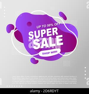 Super sale Fluid, Liquid gradient Banner modello Design. Puoi utilizzare per la promozione Super sale. Volantini pubblicitari, striscioni di sconto Illustrazione Vettoriale