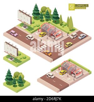 Autolavaggio Vector isometrico self-service Illustrazione Vettoriale