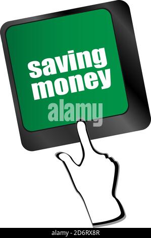 risparmio di denaro con la tastiera del notebook, concetto aziendale Foto Stock