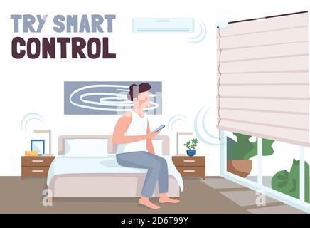 Provare a utilizzare il modello vettore piatto banner di controllo intelligente Illustrazione Vettoriale