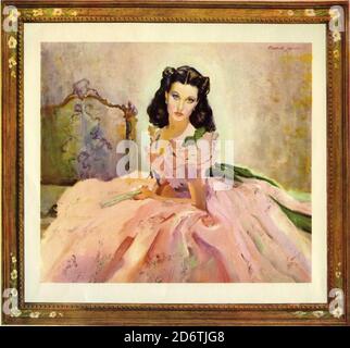 Opera di ARMAND SEGUSO di VIVIEN LEIGH come Scarlett o'Hara dalla versione originale US Brochure / programma per GONE WITH THE WIND 1939 regista VICTOR FLEMING romanzo Margaret Mitchell musica Max Steiner costumi Walter Plunkett produttore David O. Selznick Selznick International Pictures / Metro Goldwyn Mayer Foto Stock