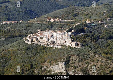 Veduta del borgo di Montefranco in Valnerina, in provincia di Terni, Umbria, Italia Foto Stock