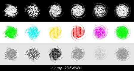 Set di 5 volute, eliche, spirali, rotazioni e ramoscelli Illustrazione Vettoriale