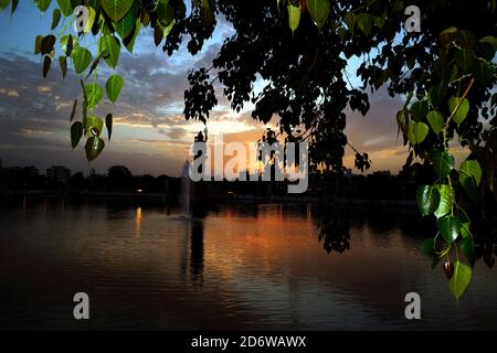 Lago di Suragar, Vadodara, Gujarat, India Foto Stock