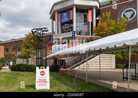 Nashville, Tennessee, USA, 19 ottobre 2020 il presidente Donald Trump e l'ex vice presidente Joe Biden hanno in programma di tenere il loro ultimo dibattito di persona a Nashville, Tennessee, presso il centro eventi di marciapiede della Belmont University. Credit: Sayre Berman/Alamy Live News Foto Stock