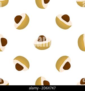 Illustrazione sul tema grande colore senza cuciture longan, brillante motivo di frutta per sigillo. Modello di frutta costituito da un bellissimo longan di ripetizione senza cuciture. Semplice Illustrazione Vettoriale
