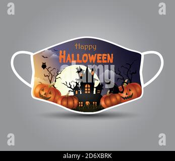 Disegno della maschera facciale stampabile di Halloween. Illustrazione vettoriale Illustrazione Vettoriale