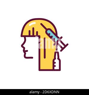 Icona della linea a colori per la mesoterapia. Trattamento di perdita dei capelli Illustrazione Vettoriale