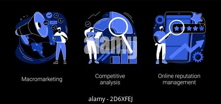 Illustrazioni vettoriali astratte sulla strategia di marketing globale. Illustrazione Vettoriale