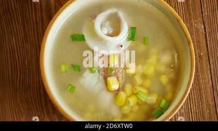 Zuppa di granoturco dolce, ricetta zuppa di mais dolce è aromatizzato con zenzero Foto Stock