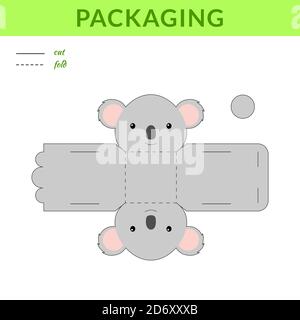 Carino party favor box panda design per dolci, caramelle, piccoli regali.  Modello fai da te per qualsiasi scopo, compleanni, acquazzoni per bambini,  Natale. Prin Immagine e Vettoriale - Alamy