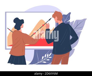 Dipendenti che pensano alla strategia aziendale sul lavoro, alla pianificazione e alla gestione Illustrazione Vettoriale