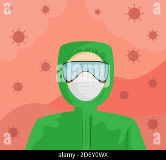 Illustrazione disegno vettoriale di medico ufficiale che sta combattendo per il virus. Illustrazione Vettoriale