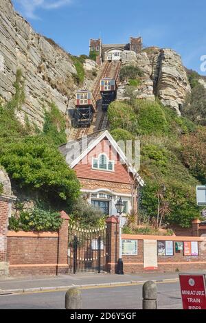 Hastings, East Hill Lift, Rock-a-Nore, East Sussex, Regno Unito Foto Stock