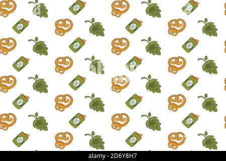 Beer Festival Oktoberfest festa concetto di celebrazione senza cuciture modello biglietto d'auguri illustrazione vettoriale Illustrazione Vettoriale