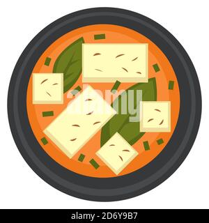 Ramen o zuppa vegetariana con tofu cucina asiatica Illustrazione Vettoriale