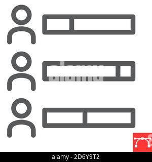 Icona della riga delle statistiche di voto, selezione e sondaggio, grafica vettoriale dei segni delle statistiche di voto, icona lineare del tratto modificabile, eps 10. Illustrazione Vettoriale