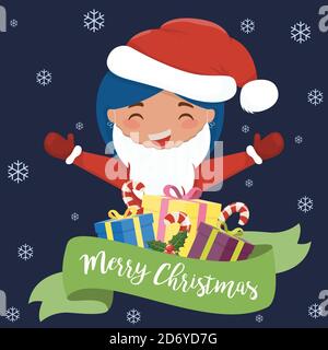 Carino cartone animato allegro illustrazione di Natale. Illustrazione vettoriale. Illustrazione Vettoriale