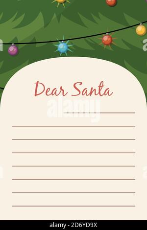 Gentile lettera di carta di modello di cancelleria di Natale di Santa nota. Illustrazione vettoriale Illustrazione Vettoriale