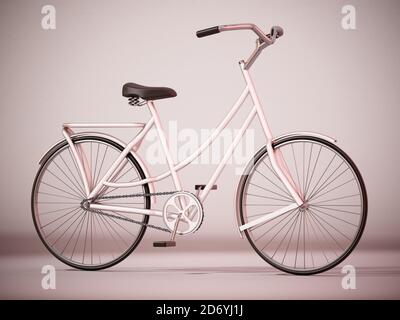 Bicicletta d'epoca con ombre morbide. Illustrazione 3D. Foto Stock