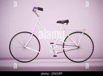 Bicicletta d'epoca con ombre morbide. Illustrazione 3D. Foto Stock