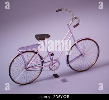 Bicicletta d'epoca con ombre morbide. Illustrazione 3D. Foto Stock