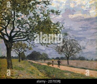 Alfred Sisley, la strada da Versailles a Louveciennes, pittura di paesaggio, circa 1879 Foto Stock