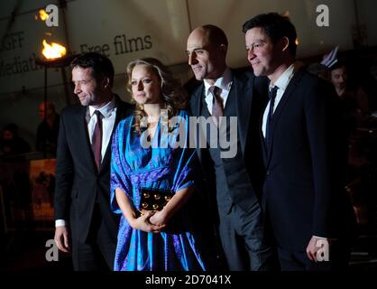 (l-r) James Purefoy, Samantha Morton, Mark strong e Dominic West alla prima di John carter, al cinema della BFI South Bank di Londra. Foto Stock