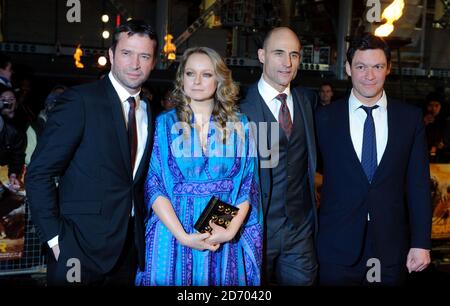 (l-r) James Purefoy, Samantha Morton, Mark strong e Dominic West alla prima di John carter, al cinema della BFI South Bank di Londra. Foto Stock