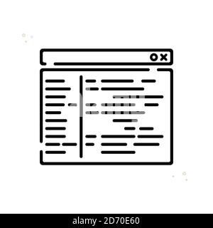 Codice programma icona vettore lineare. Icona del contorno riempito di pagina. Illustrazione Vettoriale