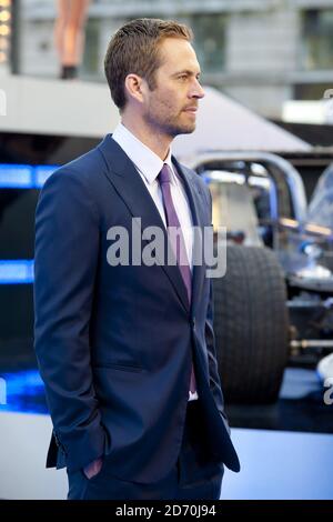 Paul Walker partecipa alla prima mondiale del Fast and the Furious 6, all'Empire Leicester Square di Londra. Foto Stock