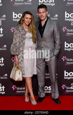 Michelle Heaton e il marito Hugh Hanley frequentano la Grand Opening dello Statoil Masters Tennis, presso la Royal Albert Hall nella parte ovest di Londra. Foto Stock