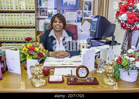 Miami Florida,Little Haiti Edison Park Elementary School,preside's Office Black woman female, Foto Stock