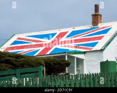 Colonists cottage, la città vecchia di Stanley, capitale delle Isole Falkland. Sud America, Isole Falkland, novembre Foto Stock