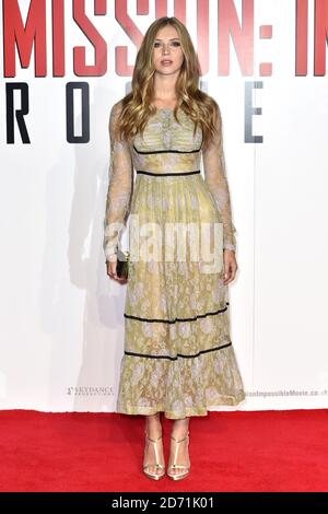 Hermione Corfield partecipa alla Mission Impossible Rogue Nation Premiere, al cinema BFI Imax di Waterloo, Londra Foto Stock