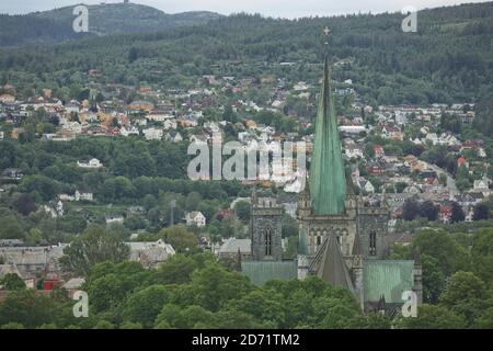 La Cattedrale di Nidaros nel centro della città Trondheim in Norvegia. Foto Stock