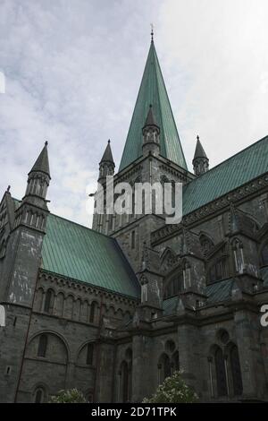 La Cattedrale di Nidaros nel centro della città Trondheim in Norvegia. Foto Stock