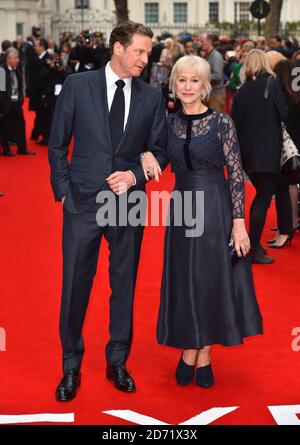 Colin Firth e Dame Helen Mirren assistere all'occhio dentro La prima Sky UK si è tenuta al Curzon Mayfair di Londra Foto Stock