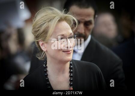 Meryl Streep alla prima mondiale di Firenze Foster Jenkins, Odeon, Leicester Square, Londra. Foto Stock