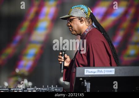 Stevie Wonder si esibisce al British Summer Time Festival di Hyde Park, Londra. SOLO PER USO EDITORIALE. NESSUNA MERCHANDISING. Foto Stock