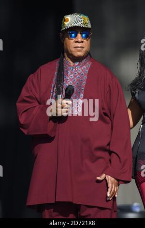 Stevie Wonder si esibisce al British Summer Time Festival di Hyde Park, Londra. SOLO PER USO EDITORIALE. NESSUNA MERCHANDISING. Foto Stock