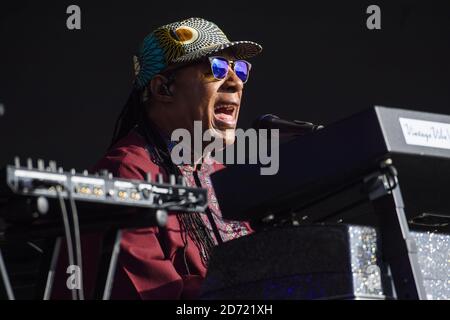 Stevie Wonder si esibisce al British Summer Time Festival di Hyde Park, Londra. SOLO PER USO EDITORIALE. NESSUNA MERCHANDISING. Foto Stock