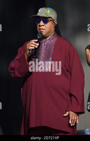 Stevie Wonder si esibisce al British Summer Time Festival di Hyde Park, Londra. SOLO PER USO EDITORIALE. NESSUNA MERCHANDISING. Foto Stock