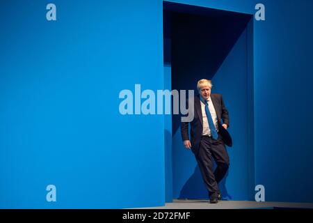 Il Segretario degli Esteri Boris Johnson ha tenuto un discorso durante la Conferenza del Partito conservatore, al Manchester Central Convention Complex di Manchester. Data immagine: 3 ottobre, 2017. Il credito fotografico dovrebbe essere: Matt Crossick/ EMPICS Entertainment. Foto Stock