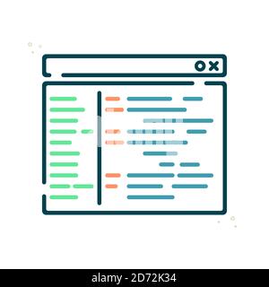Illustrazione del vettore del codice di programma. Icona del contorno riempito di pagina. Illustrazione Vettoriale