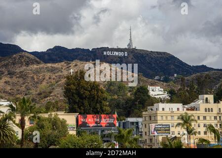 Vista generale dell'insegna di Hollywood davanti al 90° Academy Awards, al Dolby Theatre di Hollywood, Los Angeles, USA. Data immagine: Sabato 3 marzo 2018, 2017. Il credito fotografico dovrebbe essere: Matt Crossick/ EMPICS Entertainment. Foto Stock